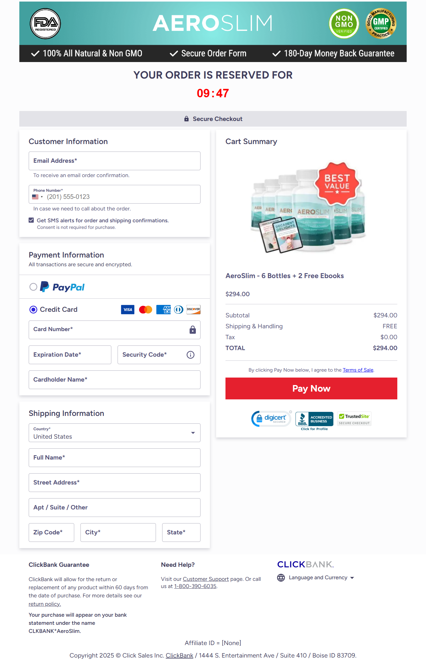 AEROSLIM - Order Page